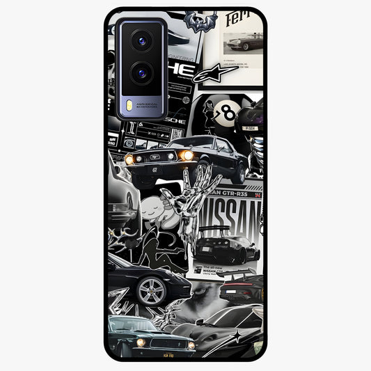 Aesthetic Dark Love Glass Case showing flat back view with dark romantic artwork and glossy glass finish.