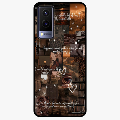 Bittersweet Aesthetic Chaos Glass Case showing flat back view with artistic chaotic aesthetic design and glossy glass finish.