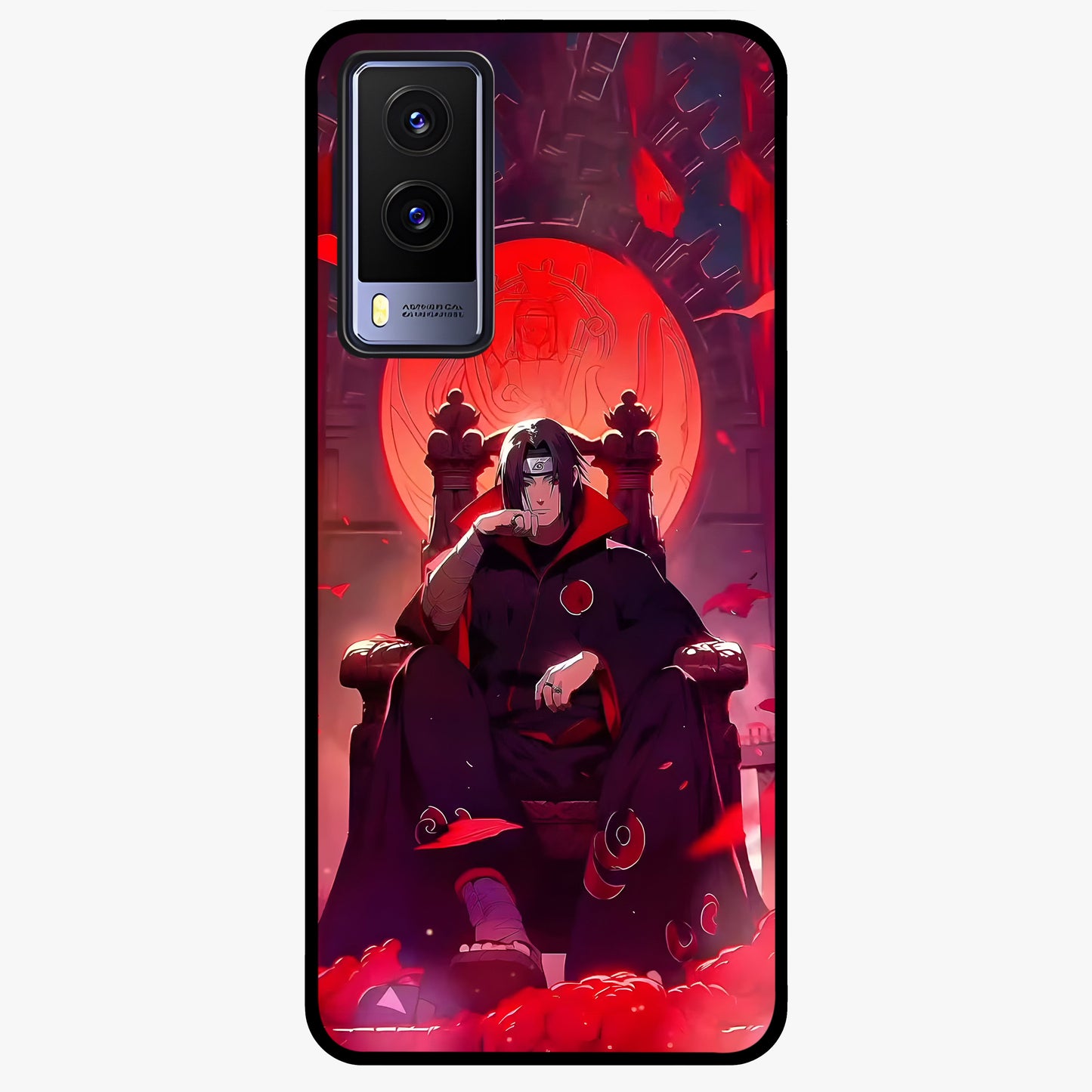 Blood Moon Sovereign Glass Case showing flat back view with mystical blood moon artwork and glossy glass finish.