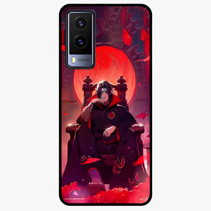 Blood Moon Sovereign Glass Case showing flat back view with mystical blood moon artwork and glossy glass finish.