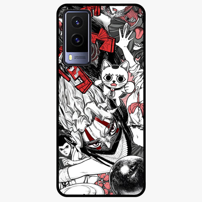 Crimson Chaos Panel Glass Case showing flat back view with bold crimson abstract artwork and glossy glass finish.