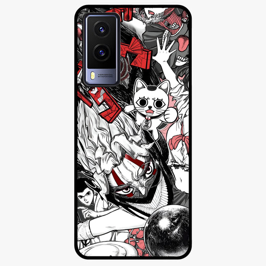 Crimson Chaos Panel Glass Case showing flat back view with bold crimson abstract artwork and glossy glass finish.