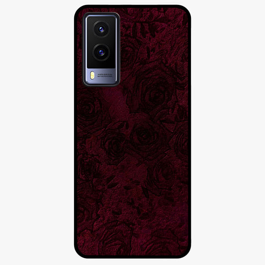 Crimson Fade Flow Glass Case showing flat back view with flowing crimson gradient artwork and glossy glass finish.