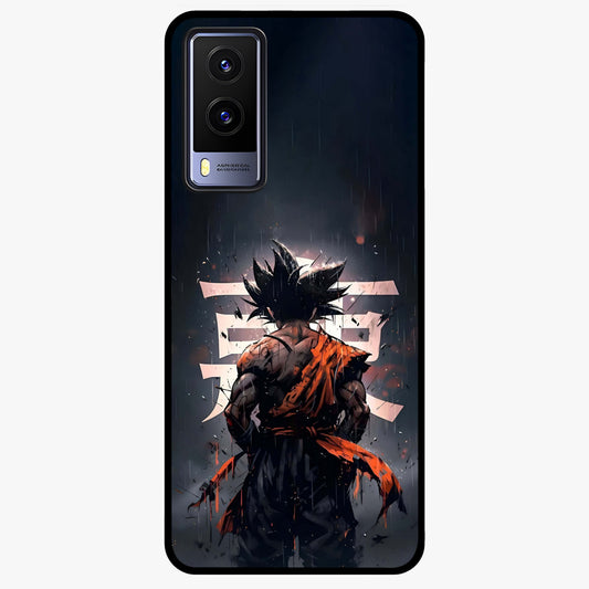 Dark Warrior In Rain Glass Case showing flat back view with warrior artwork in rainy atmosphere and glossy glass finish.