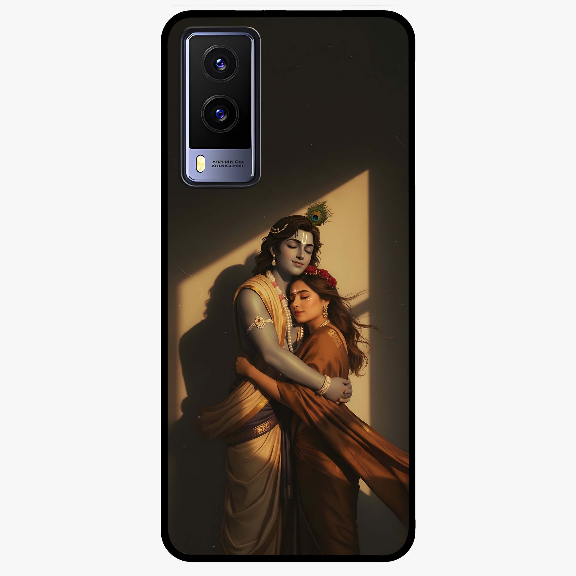 Divine Eternal Love Glass Case showing flat back view with spiritual love themed artwork and glossy glass finish.