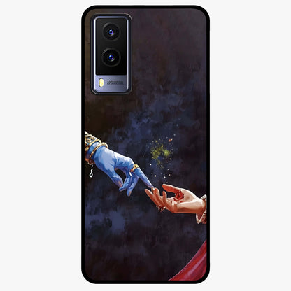 Divine Touch Eternal Glass Case showing flat back view with spiritual themed artwork and glossy glass finish.