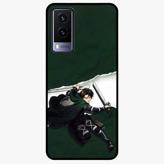 Emerald War Vanguard Glass Case showing flat back view with powerful warrior themed artwork and glossy glass finish.