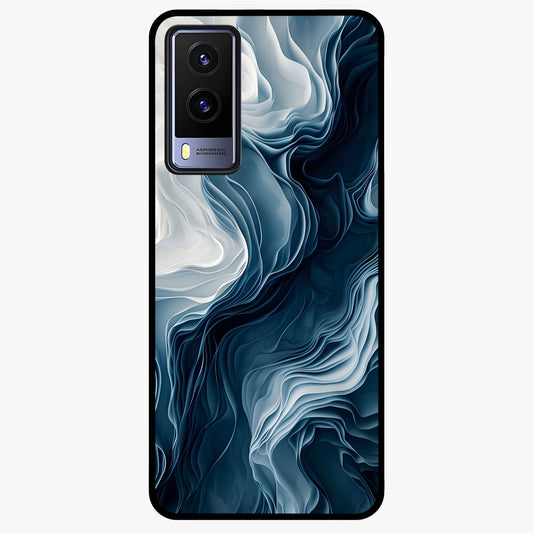 Ethereal Paper Marble Glass Case showing flat back view with soft marble paper texture artwork and glossy glass finish.