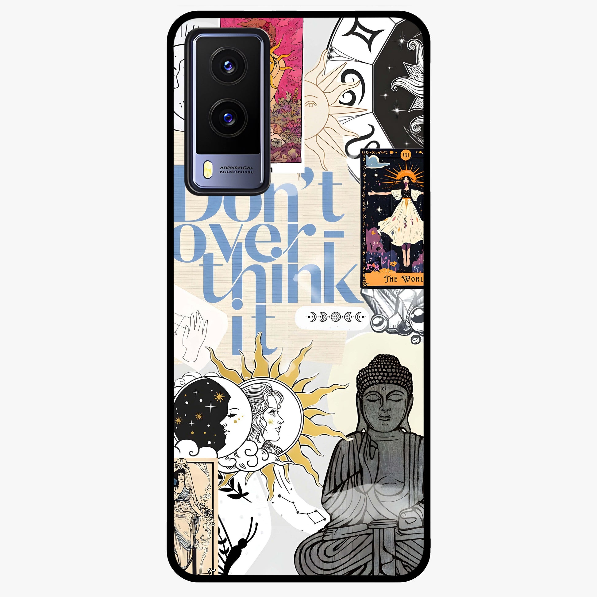 Ethereal Thoughts Glass Case showing flat back view with dreamy artistic artwork and glossy glass finish.