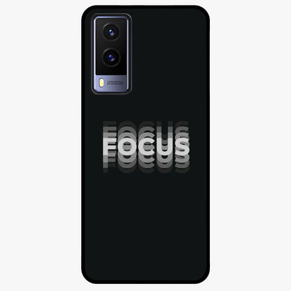 Focus Mode On Glass Case showing flat back view with bold motivational typography design and glossy glass finish.