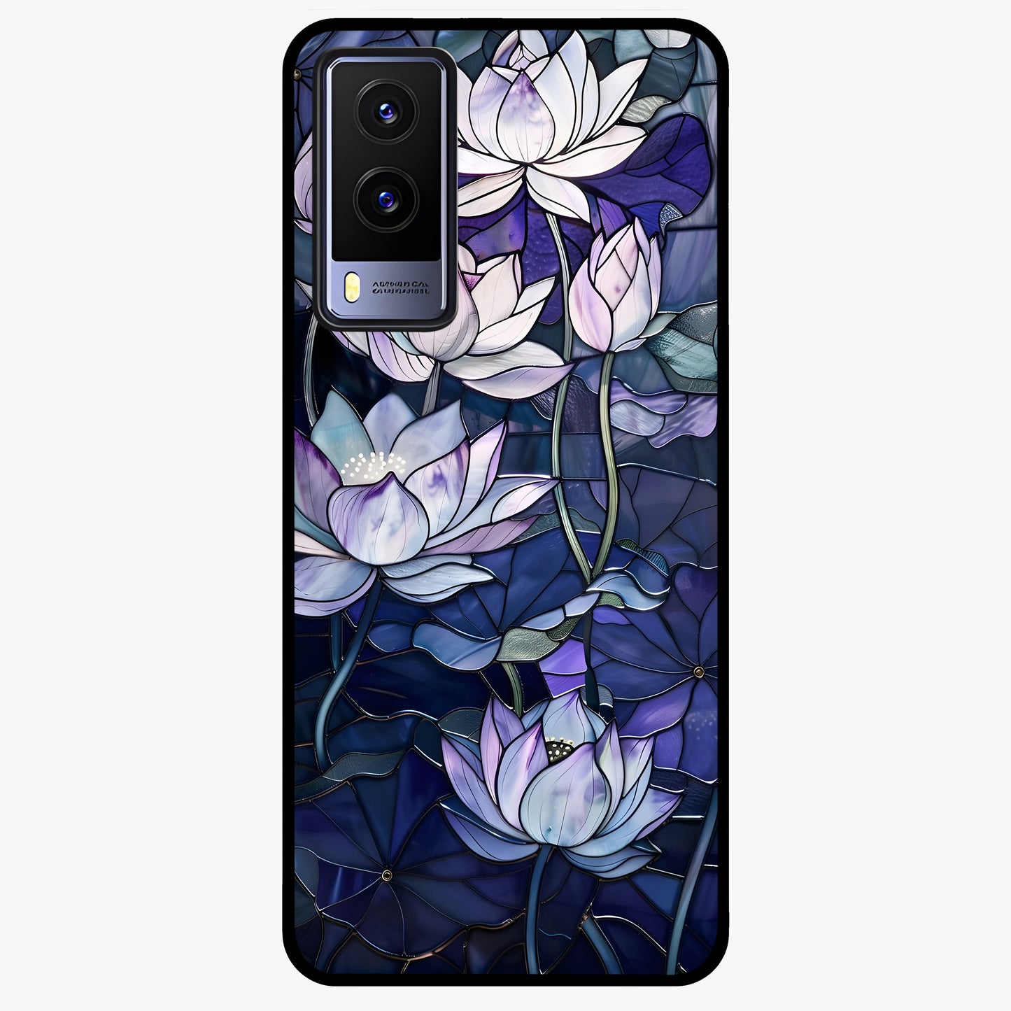 Gloss Petal Rush Glass Case showing flat back view with glossy flower petal artwork and smooth glass finish.
