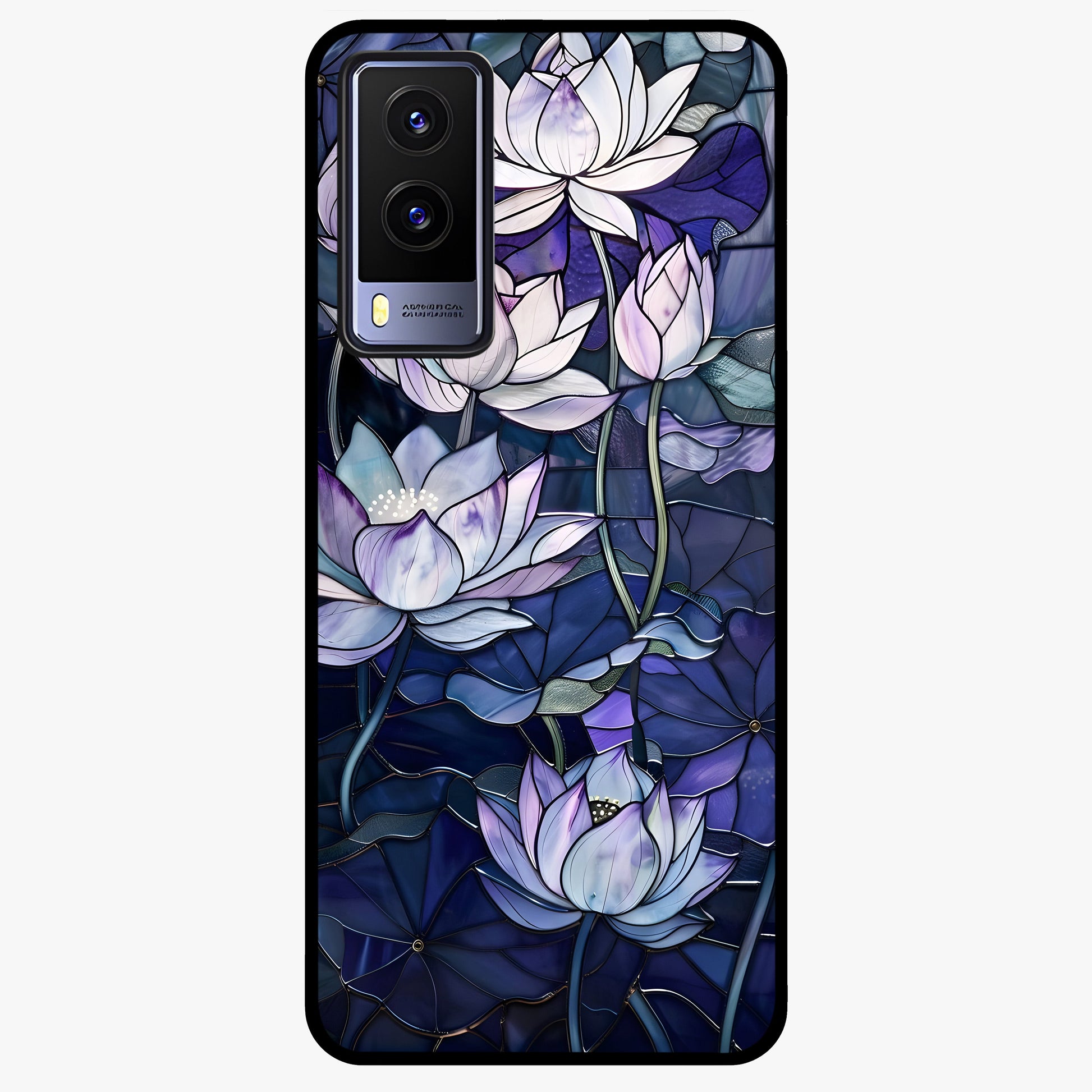 Gloss Petal Rush Glass Case showing flat back view with glossy flower petal artwork and smooth glass finish.