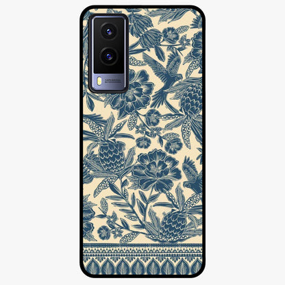 Heirloom Wild Bloom Glass Case showing flat back view with vintage inspired wild flower artwork and glossy glass finish.
