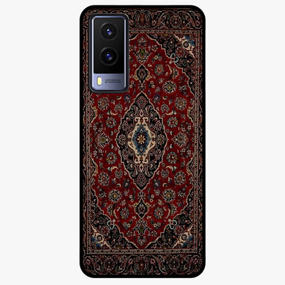 Heritage Carpet Royale Glass Case showing flat back view with ornate Persian carpet inspired pattern and glossy glass finish.