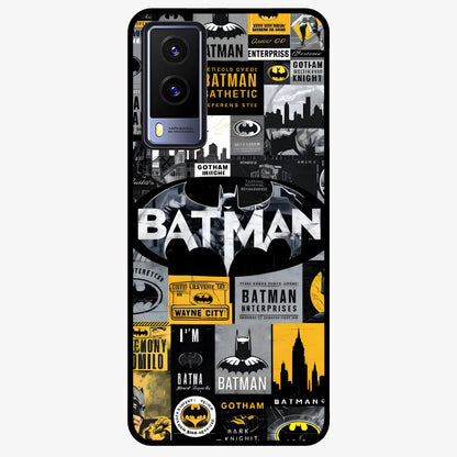 Knight Gotham Rise Glass Case showing flat back view with dark hero inspired artwork and glossy glass finish.