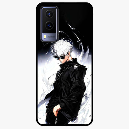 Limitless Shadow King Glass Case showing flat back view with powerful shadow warrior artwork and glossy glass finish.