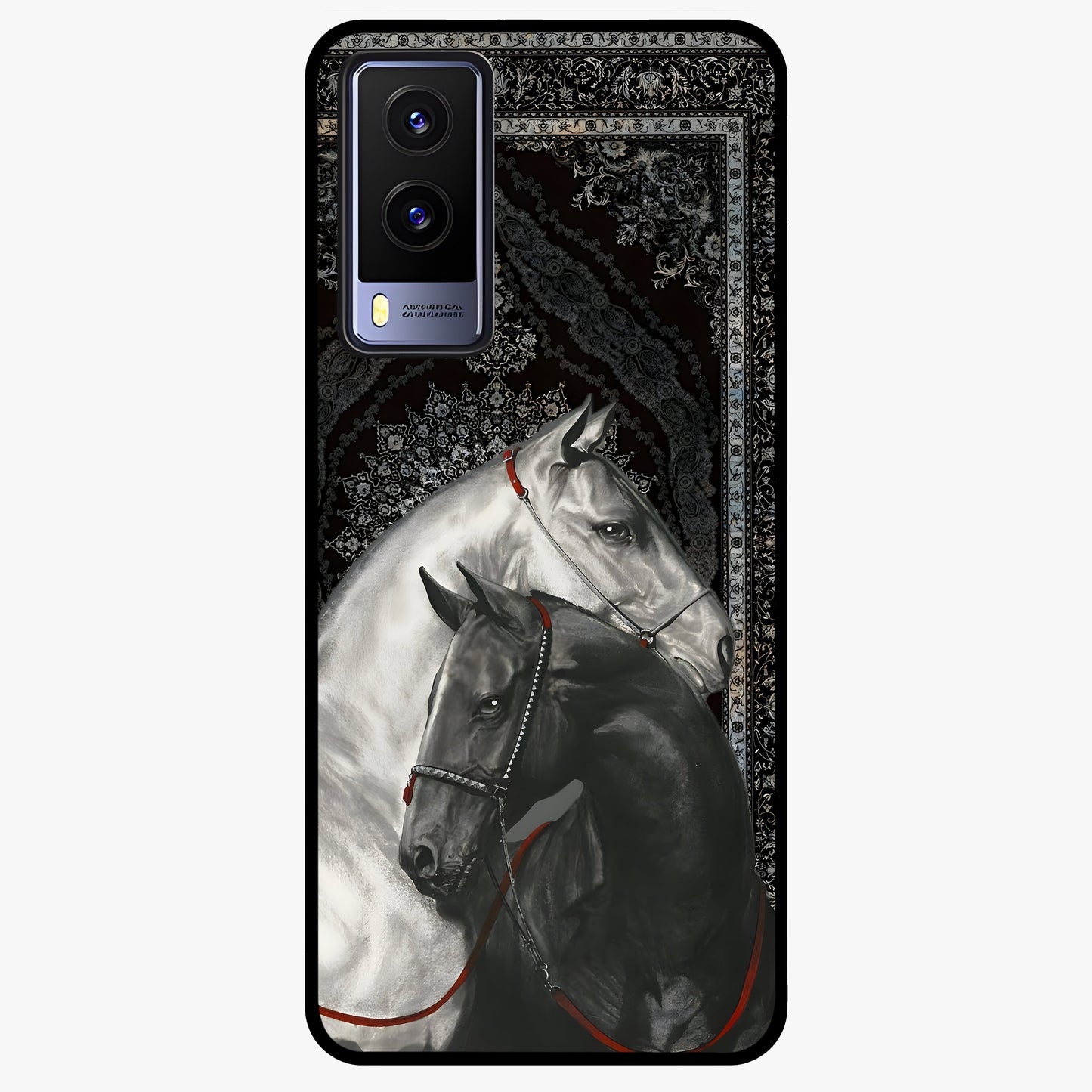 Majestic Ride Legacy Glass Case showing flat back view with powerful automotive inspired artwork and glossy glass finish.