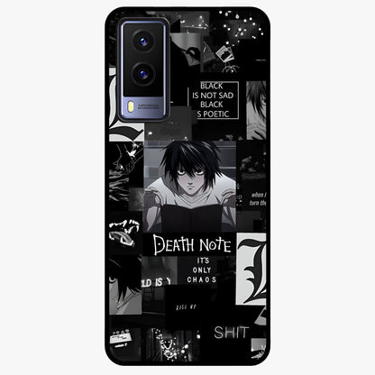 Midnight Chaos Mind Glass Case showing flat back view with abstract dark themed artwork and glossy glass finish.