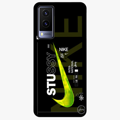 Neon Street Edition Glass Case showing flat back view with neon street style artwork and glossy glass finish.