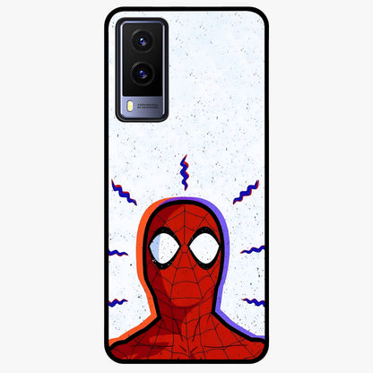 Omg Spiderman Glass Case showing flat back view with bold superhero inspired artwork and glossy glass finish.