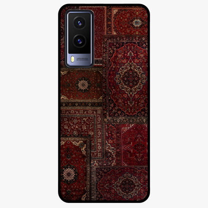 Persian Velvet Tale Glass Case showing flat back view with luxurious Persian velvet pattern artwork and glossy glass finish.