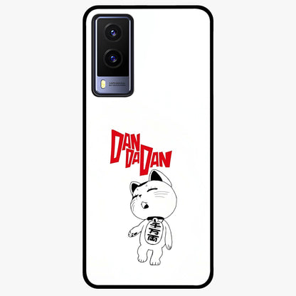 Playful Spirit Charm Glass Case showing flat back view with cheerful charm themed artwork and glossy glass finish.