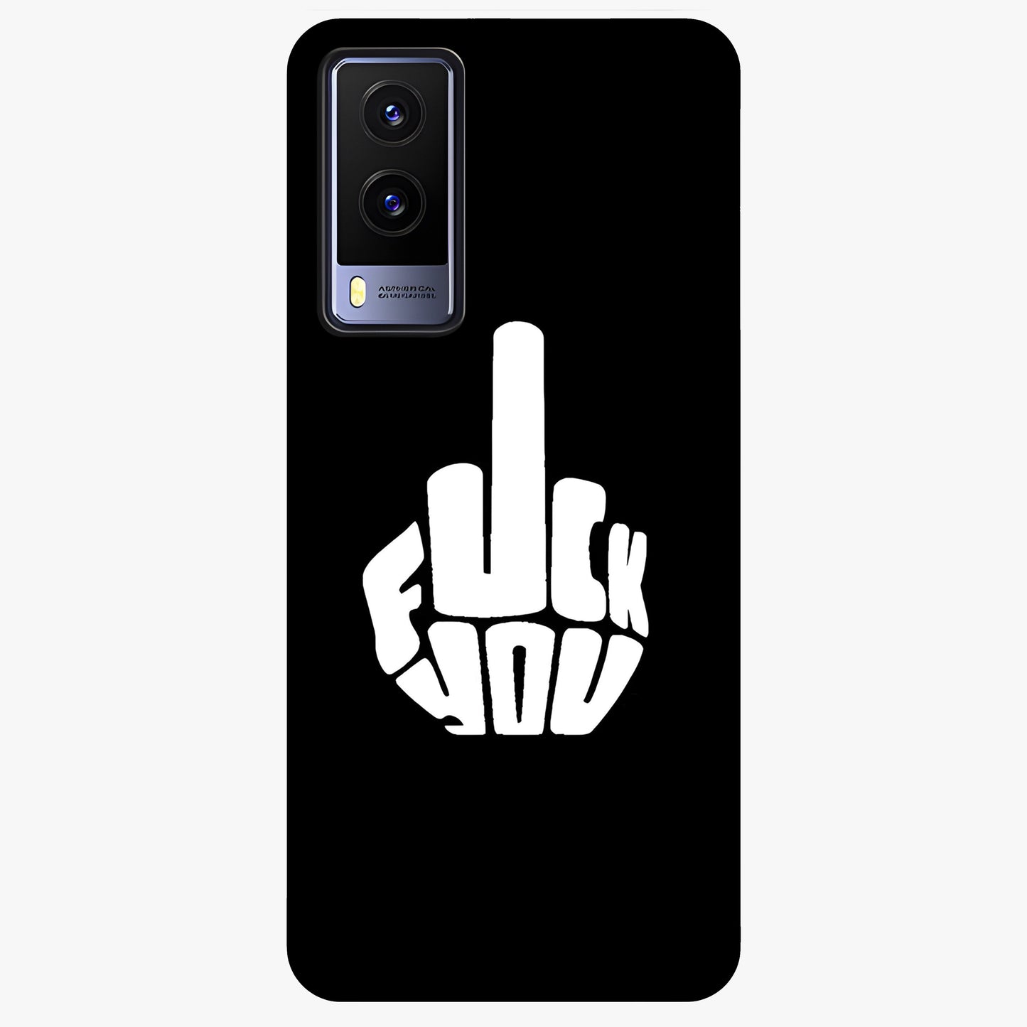 Rebel Mode On Glass Case showing flat back view with bold rebellious typography artwork and glossy glass finish.
