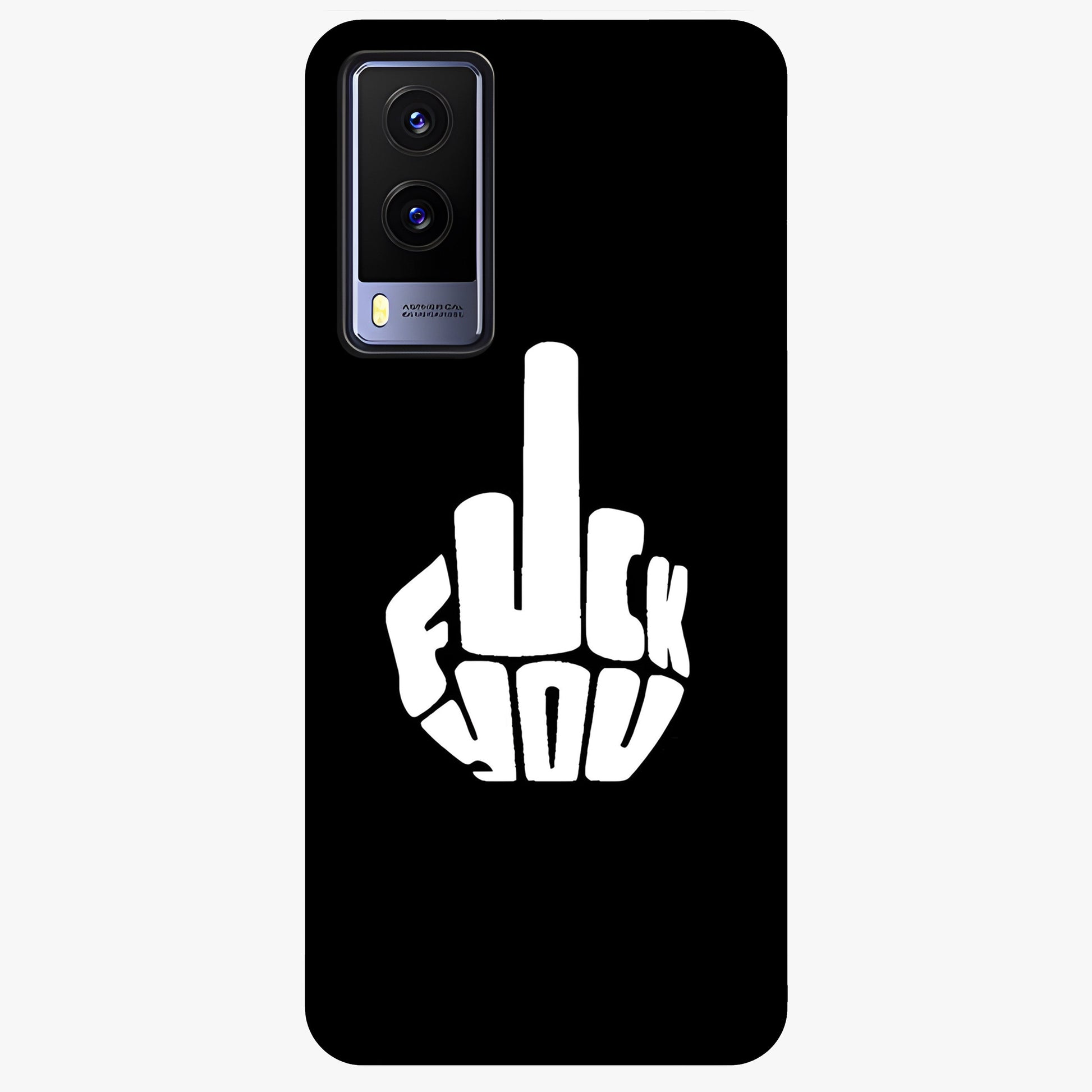 Rebel Mode On Glass Case showing flat back view with bold rebellious typography artwork and glossy glass finish.