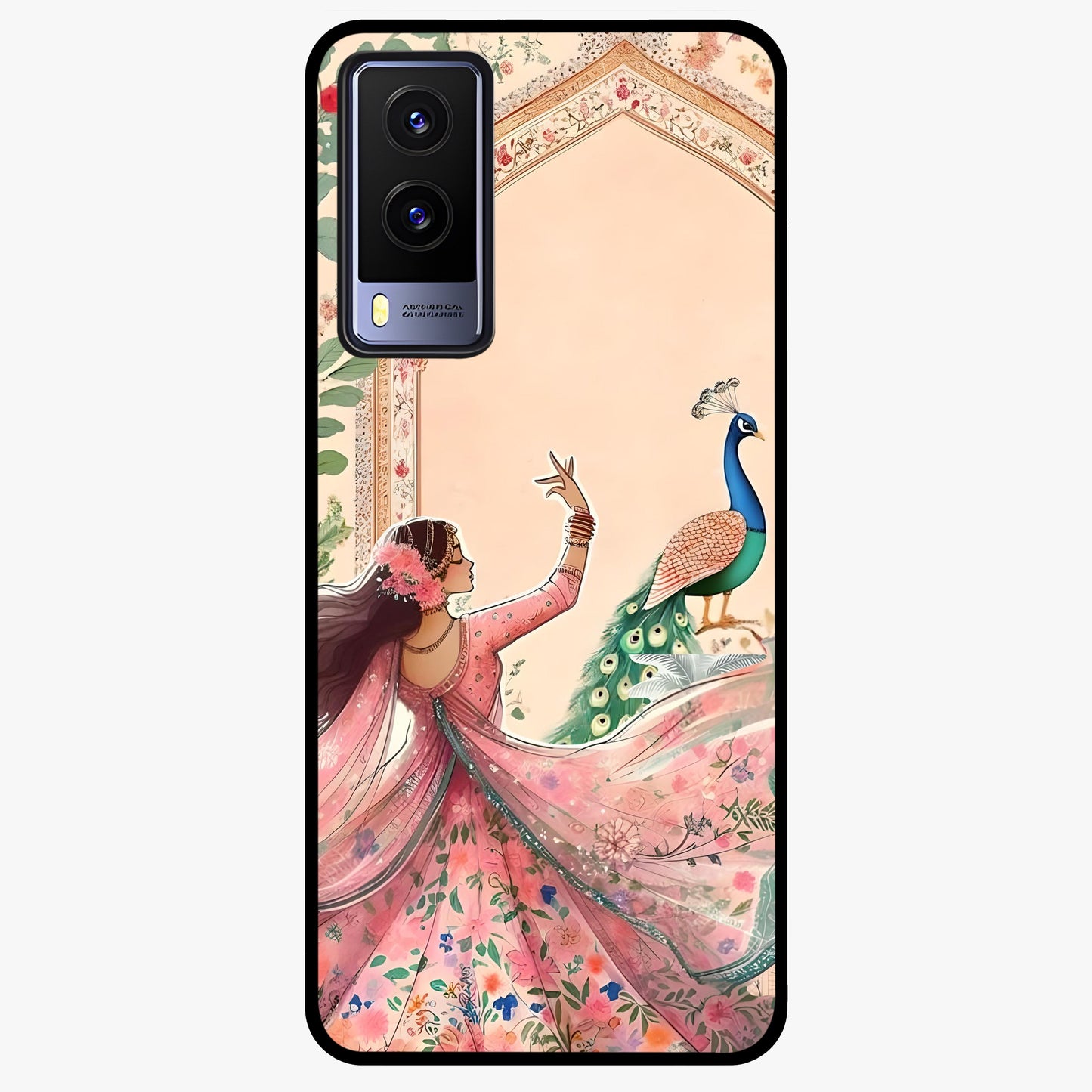 Royal Grace Muse Glass Case showing flat back view with elegant artistic artwork and glossy glass finish.