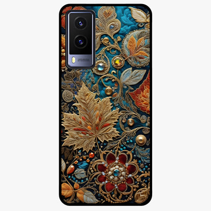 Royal Jewel Garden Glass Case showing flat back view with decorative floral garden artwork and glossy glass finish.