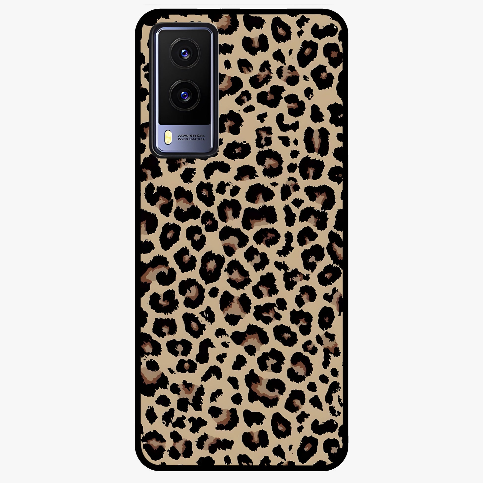 Savage Chic Pattern Glass Case showing flat back view with stylish patterned artwork and glossy glass finish.