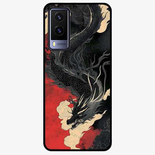 Shadow Dragon Fury Glass Case showing flat back view with fierce dragon artwork and glossy glass finish.