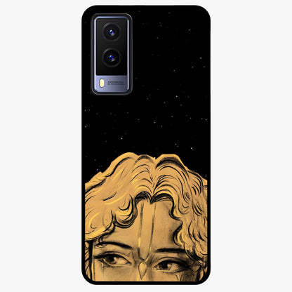 Shri Krishna Art Glass Case showing flat back view with devotional Krishna artwork and glossy glass finish.