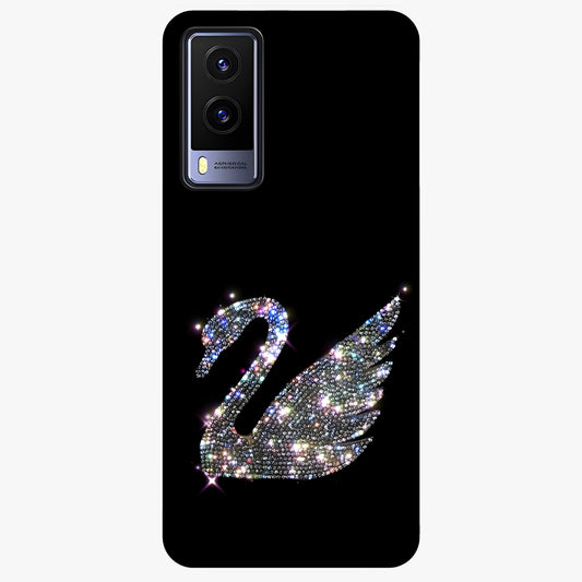 Starlit Swan Grace Glass Case showing flat back view with graceful swan artwork under starry sky and glossy glass finish.