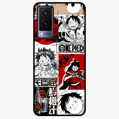 Strawhat Chaos Panels Glass Case showing flat back view with anime inspired chaos panel artwork and glossy glass finish.