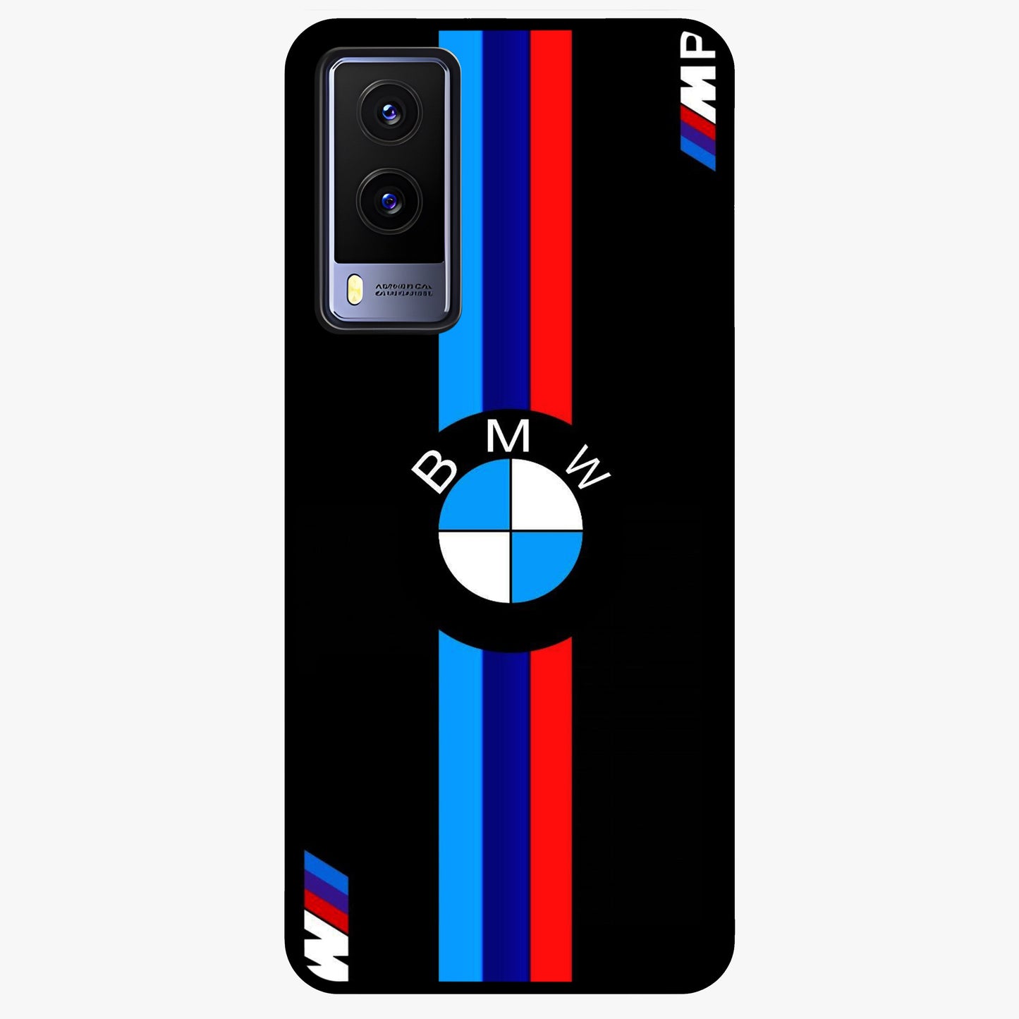Turbo BMW Beast Glass Case showing flat back view with high performance sports car artwork and glossy glass finish.