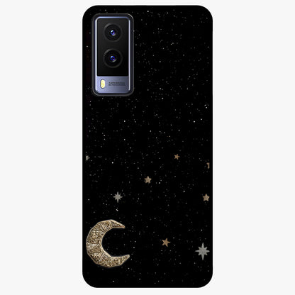 Twinkle Star With Half Moon Glass Case showing flat back view with star and half moon artwork and glossy glass finish.