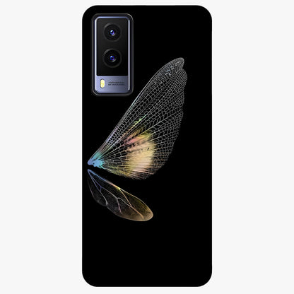 Whispers Of Wings Glass Case showing flat back view with graceful wing inspired artwork and glossy glass finish.