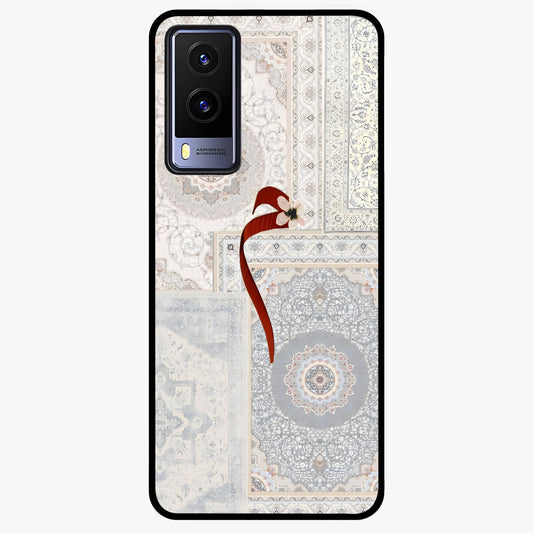 White Aesthetic Bow Glass Case showing flat back view with minimal bow artwork and glossy glass finish.