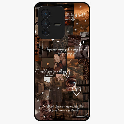 Bittersweet Aesthetic Chaos Glass Case showing flat back view with artistic chaotic aesthetic design and glossy glass finish.