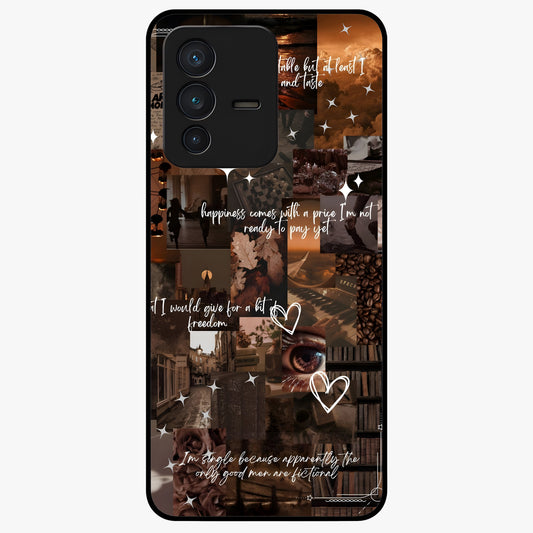 Bittersweet Aesthetic Chaos Glass Case showing flat back view with artistic chaotic aesthetic design and glossy glass finish.