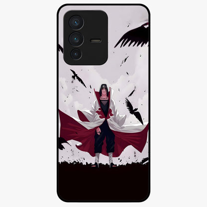 Crimson Crow Ascension Glass Case showing flat back view with mystical crow artwork and glossy glass finish.