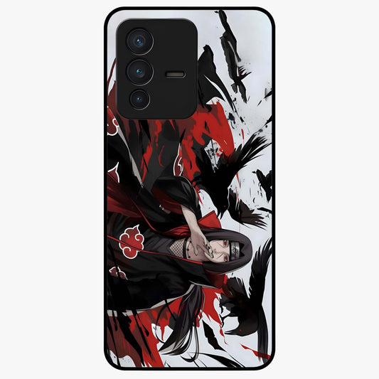 Crimson Crow Illusion Glass Case showing flat back view with artistic crow illusion artwork and glossy glass finish.