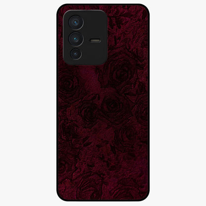 Crimson Fade Flow Glass Case showing flat back view with flowing crimson gradient artwork and glossy glass finish.