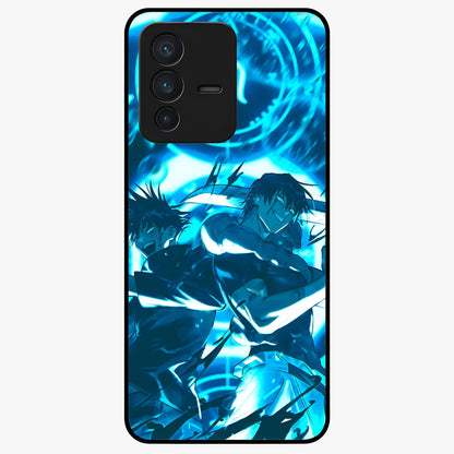 Cursed Energy Clash Glass Case showing flat back view with intense cursed energy artwork and glossy glass finish.