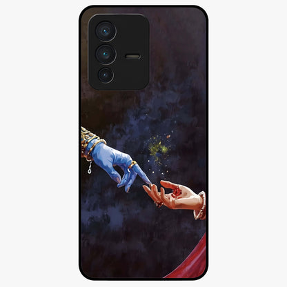 Divine Touch Eternal Glass Case showing flat back view with spiritual themed artwork and glossy glass finish.