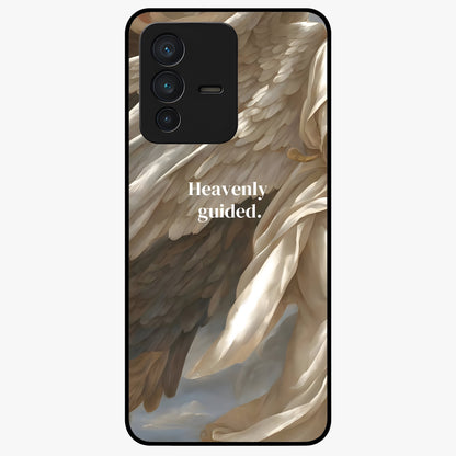 Divine Winged Grace Glass Case showing flat back view with elegant wing inspired artwork and glossy glass finish.