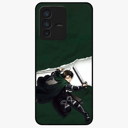Emerald War Vanguard Glass Case showing flat back view with powerful warrior themed artwork and glossy glass finish.