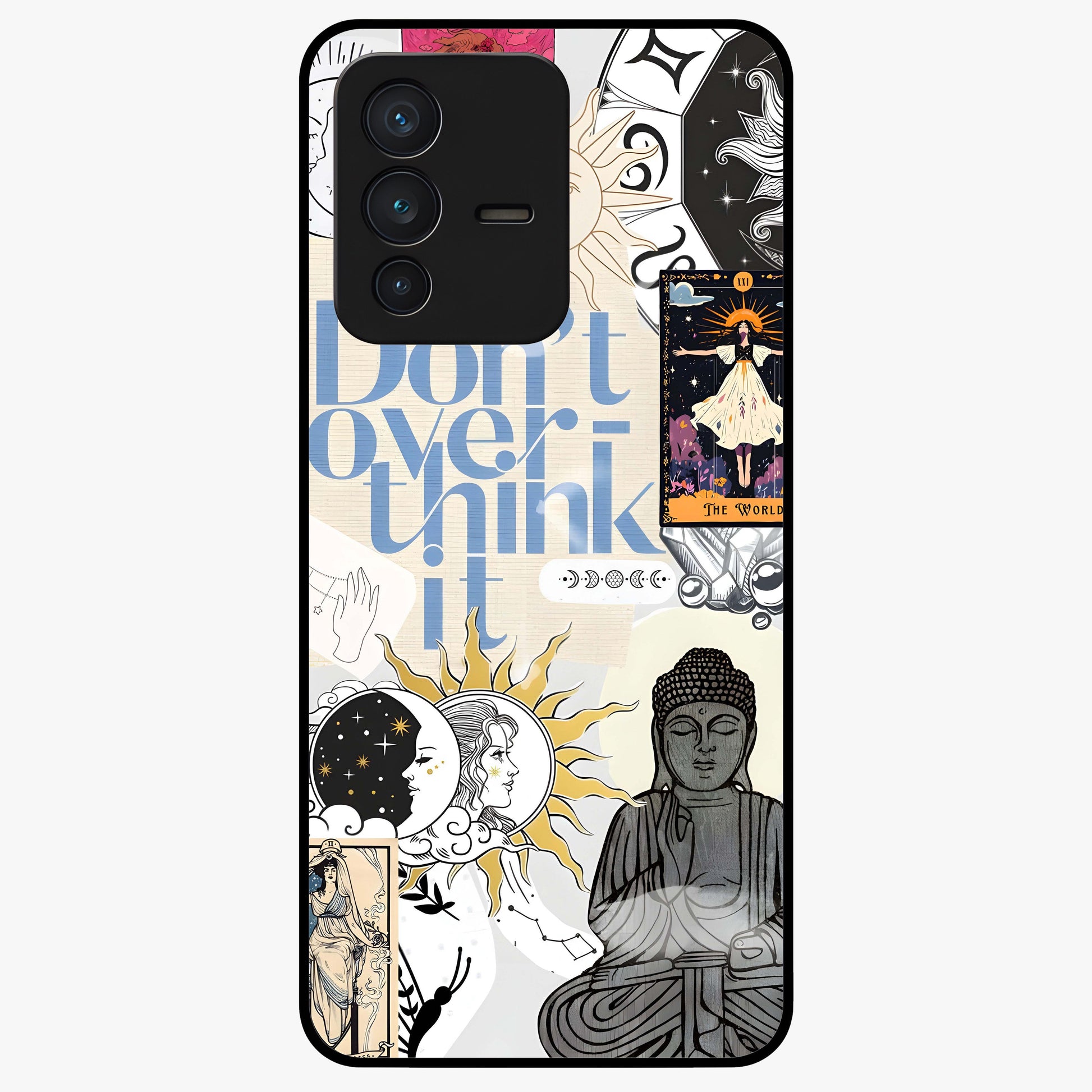 Ethereal Thoughts Glass Case showing flat back view with dreamy artistic artwork and glossy glass finish.
