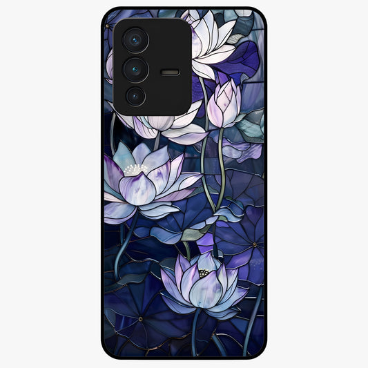 Gloss Petal Rush Glass Case showing flat back view with glossy flower petal artwork and smooth glass finish.
